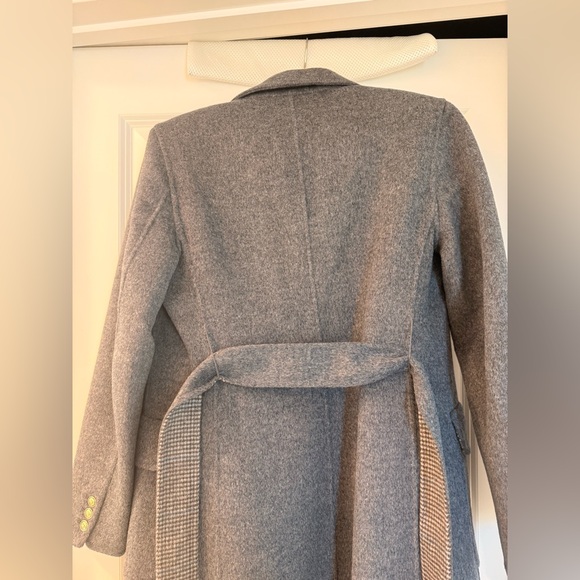 Sandro Wool Gray Double Faced Check Belted Trench Coat US4/FR36 - Picture 17 of 17
